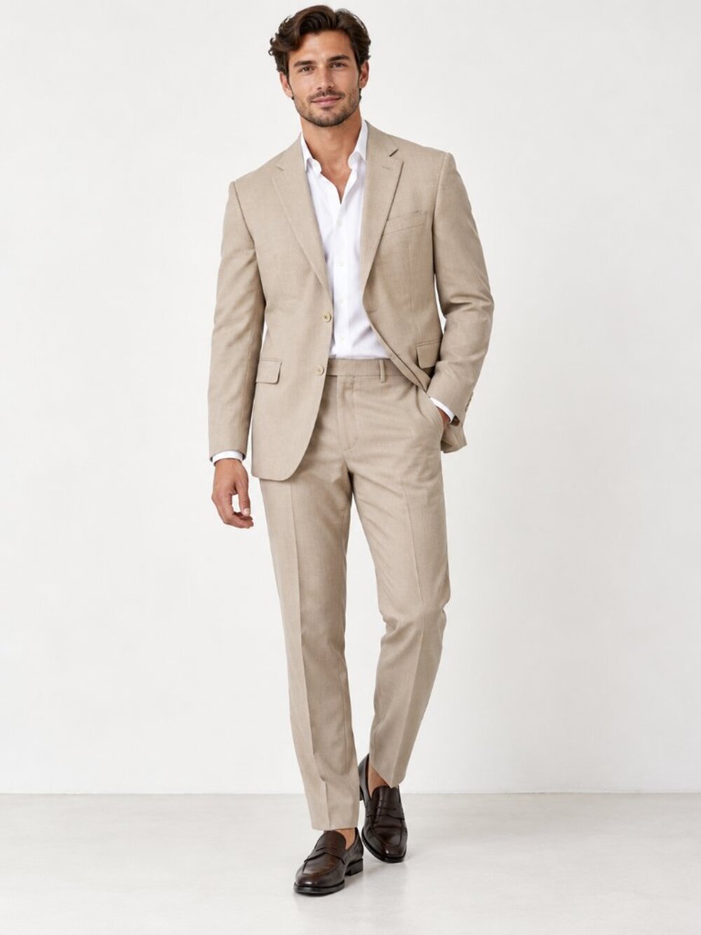 Tommy Hilfiger Men’s Tan Cotton Stretch Two Piece Suit Blazer Pants 36S 30x27.5